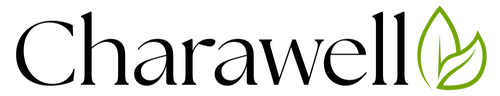 Charawell logo with a green leaf on a white background